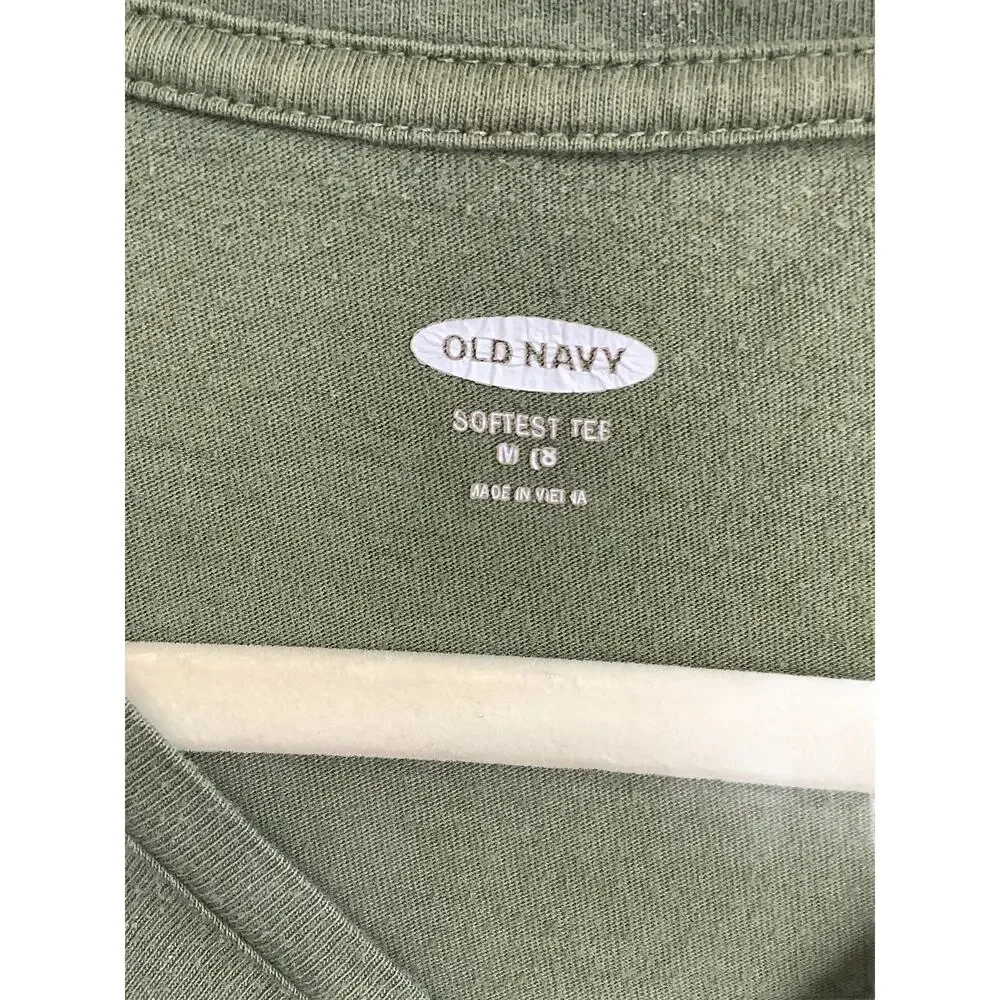 Old Navy Softest Tee Girl’s Army Green Short Sleeve T-Shirt Kid’s Size Medium 8